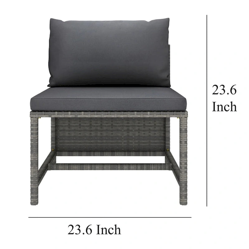 Canapé modulable d'extérieur Ley 10 places, coussins gris, rotin