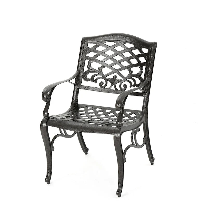 Fauteuils de jardin Toni, lot de 2, Cabriole, motif ajouré en bronze aluminium