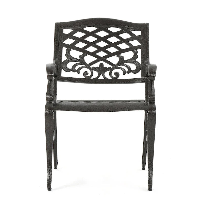 Fauteuils de jardin Toni, lot de 2, Cabriole, motif ajouré en bronze aluminium
