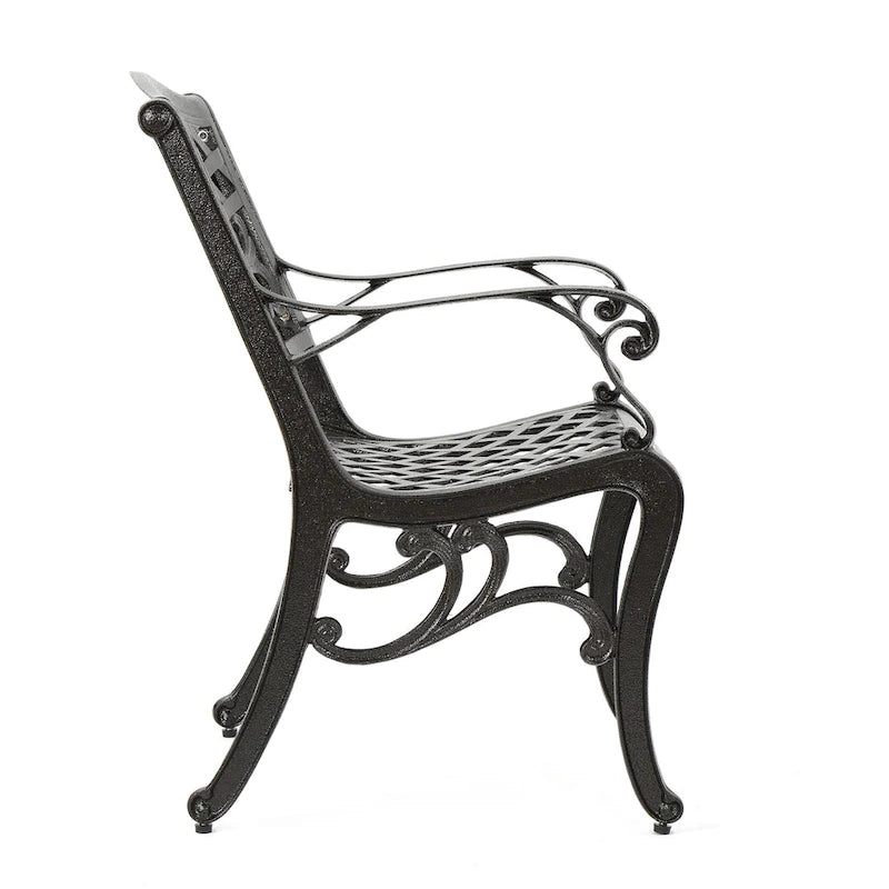 Fauteuils de jardin Toni, lot de 2, Cabriole, motif ajouré en bronze aluminium