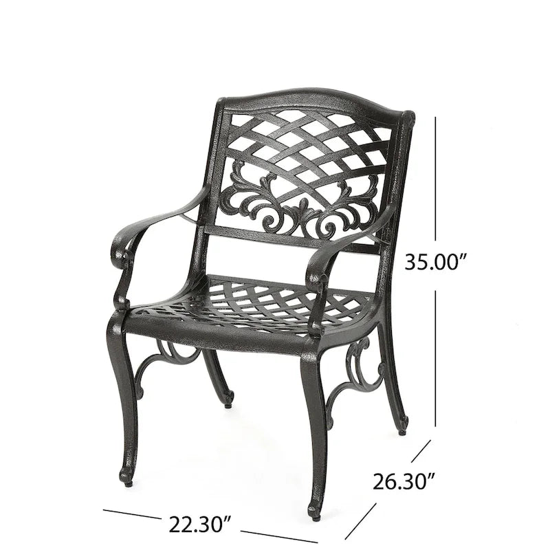 Fauteuils de jardin Toni, lot de 2, Cabriole, motif ajouré en bronze aluminium