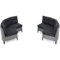 Rune Outdoor Curved 4 Seater Sofa, PE Rattan Weave, Iron, Gray Fabric