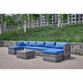 Ensemble de canapé d'angle de patio 8 pièces, salon de jardin en rotin synthétique tressé résistant aux intempéries avec coussins et table basse