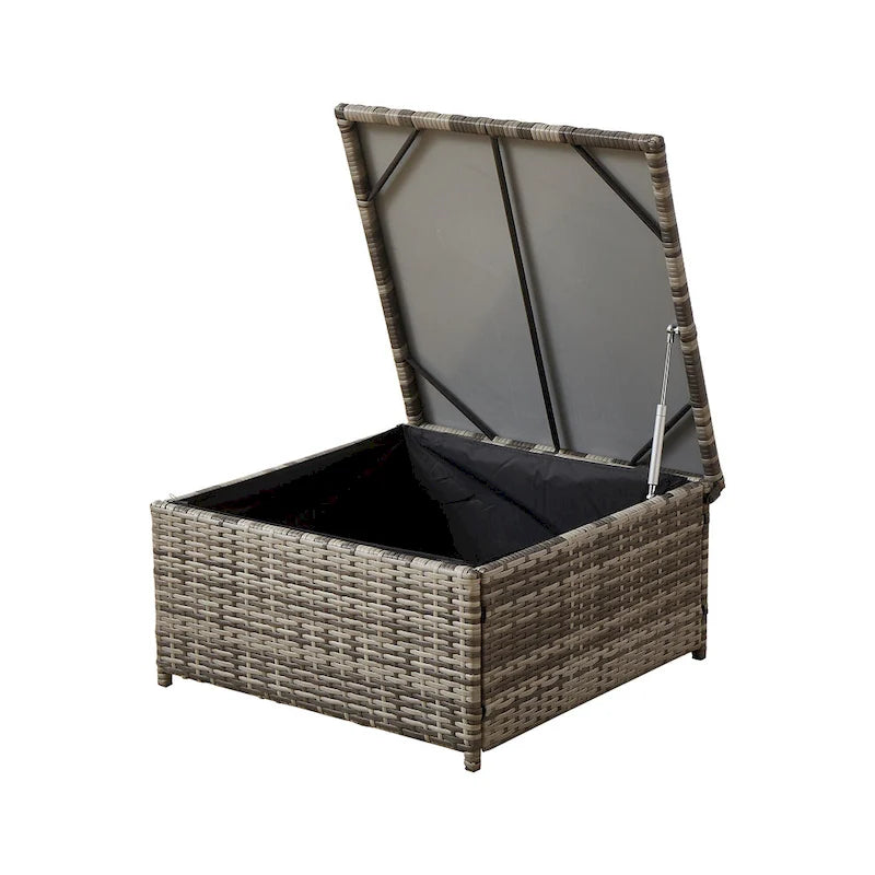 Ensemble de canapé d'angle de patio 8 pièces, salon de jardin en rotin synthétique tressé résistant aux intempéries avec coussins et table basse