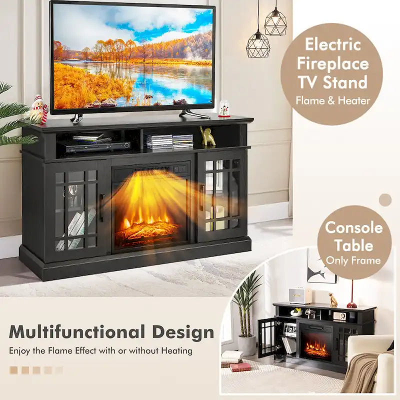 Meuble TV Gymax 48 po avec console, meuble TV avec cheminée - 48 x 16 x 30 po