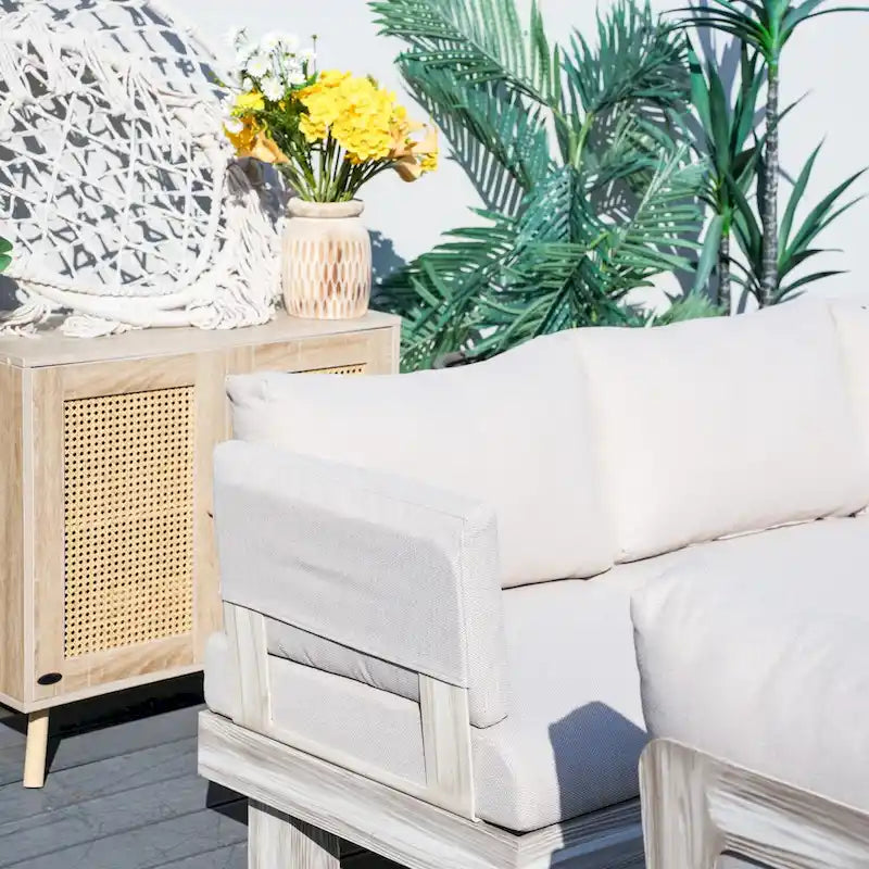 Ensemble de canapés de patio en aluminium avec coussins rembourrés en éponge et table basse