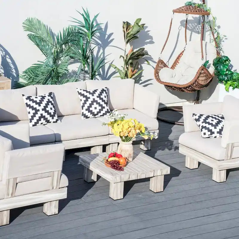 Ensemble de canapés de patio en aluminium avec coussins rembourrés en éponge et table basse
