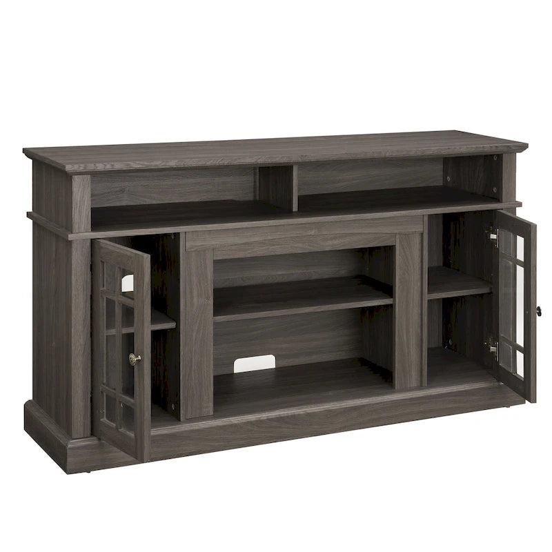 Meuble TV américain classique avec 4 étagères de rangement et 2 placards de rangement pour le salon familial ou le bureau