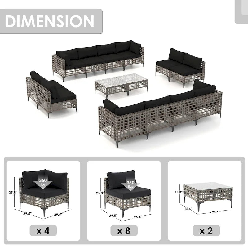 Ensemble de sièges d'extérieur sectionnels Patip avec coussins