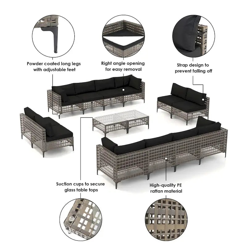 Ensemble de sièges d'extérieur sectionnels Patip avec coussins