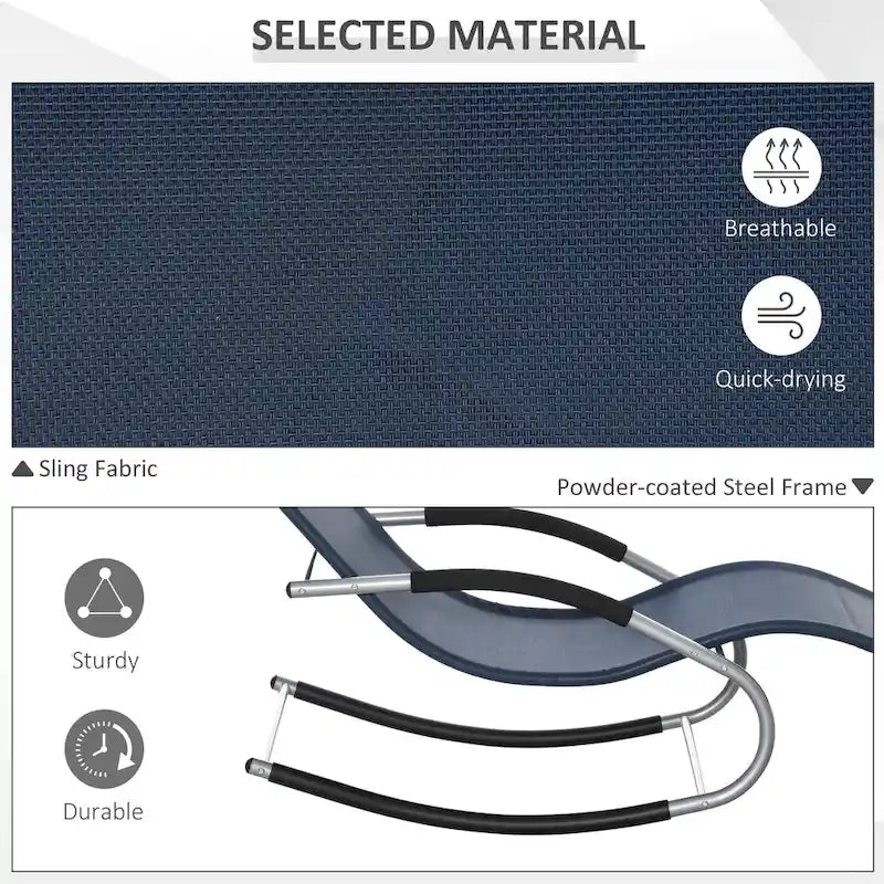 Outsunny Chaise longue à bascule zéro gravité d'extérieur avec oreiller détachable pour patio, terrasse, piscine