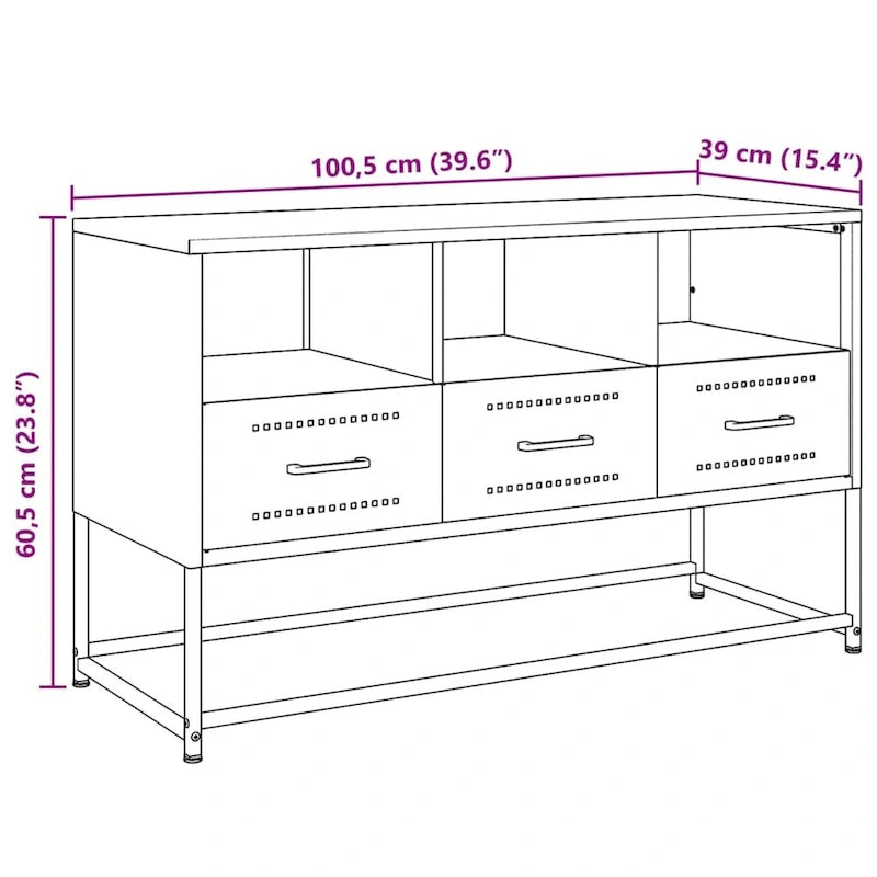 Meuble TV vidaXL Meuble console Meuble de salon Acier - 15,4 x 39,6 x 23,8