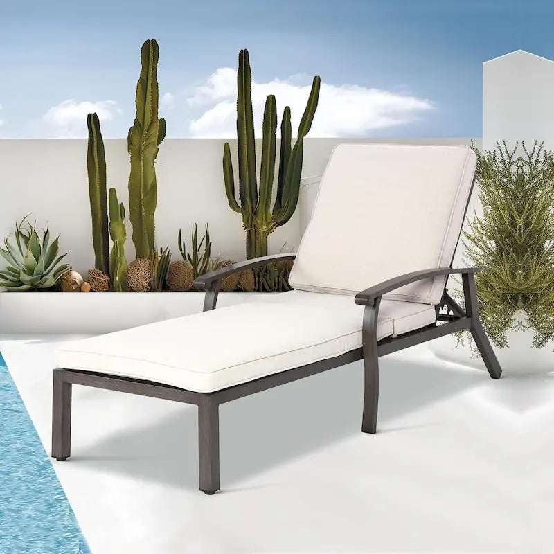 Chaise longue d'extérieur en aluminium inclinable 5 positions avec coussin