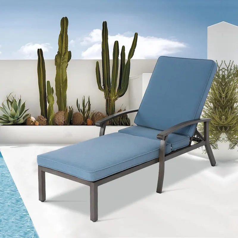 Chaise longue d'extérieur en aluminium inclinable 5 positions avec coussin