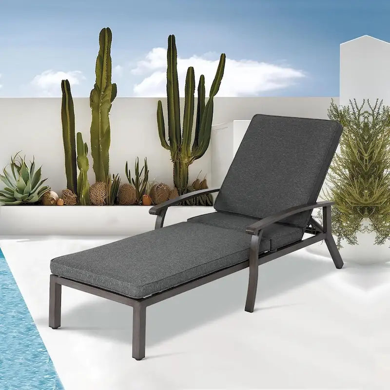 Chaise longue d'extérieur en aluminium inclinable 5 positions avec coussin
