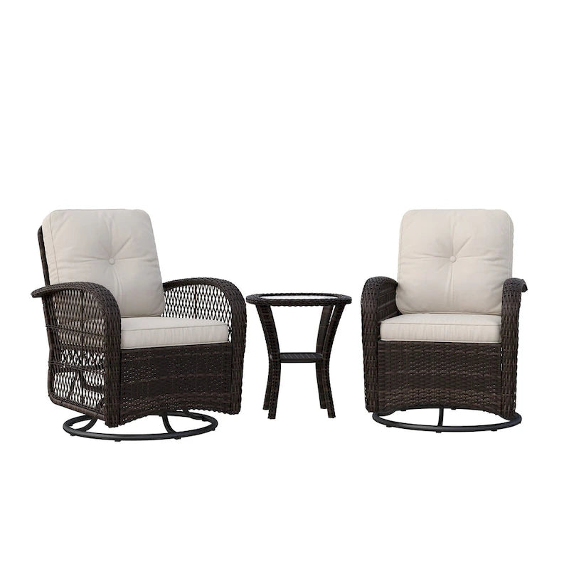 Ensemble de 2 fauteuils à bascule pivotants d'extérieur