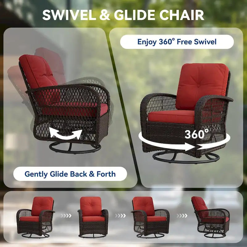 Ensemble de 2 fauteuils à bascule pivotants d'extérieur