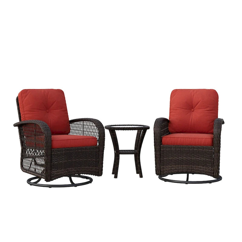 Ensemble de 2 fauteuils à bascule pivotants d'extérieur