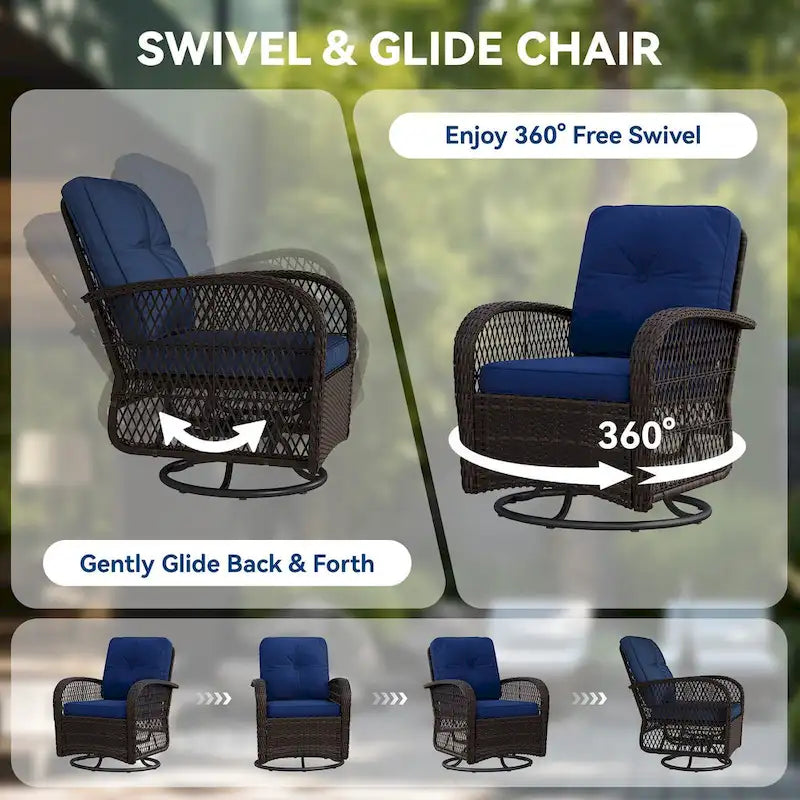Ensemble de 2 fauteuils à bascule pivotants d'extérieur