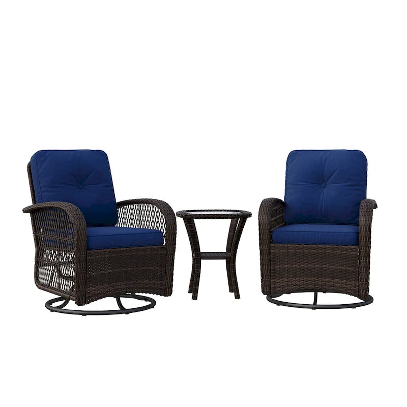 Ensemble de 2 fauteuils à bascule pivotants d'extérieur