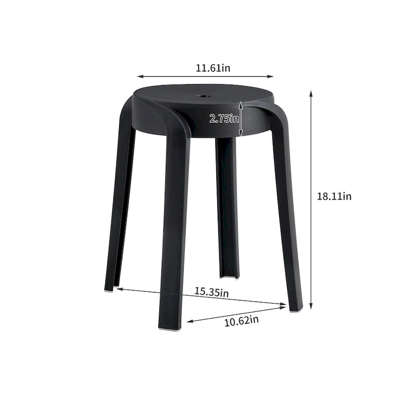 Lot de 6 tabourets empilables en plastique, tabourets gigognes, tabourets ronds pour la maison, le bureau et la salle de classe
