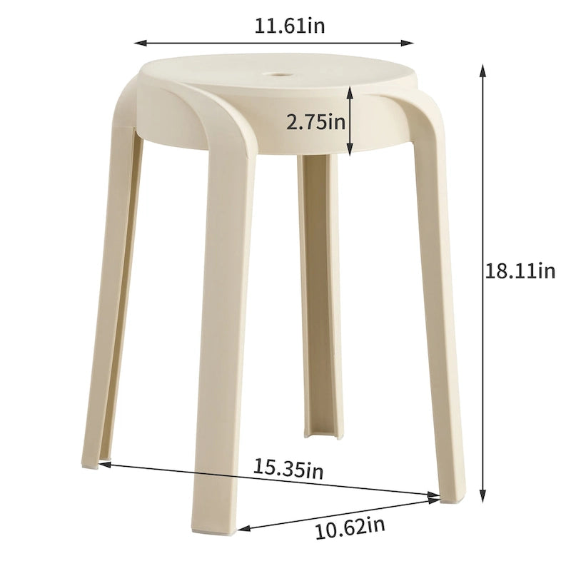 Lot de 6 tabourets empilables en plastique, tabourets gigognes, tabourets ronds pour la maison, le bureau et la salle de classe