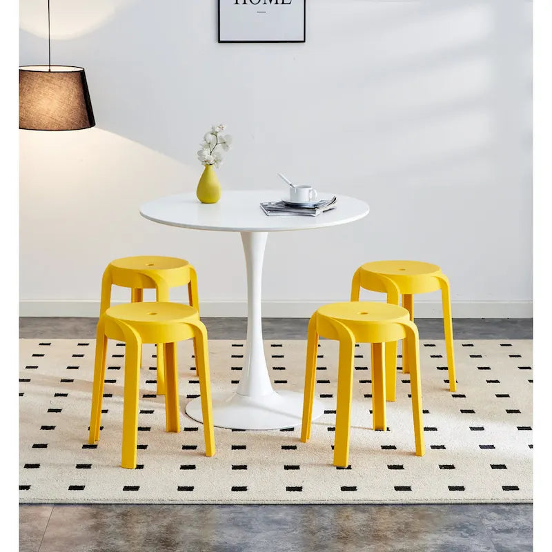 Lot de 6 tabourets empilables en plastique, tabourets gigognes, tabourets ronds pour la maison, le bureau et la salle de classe