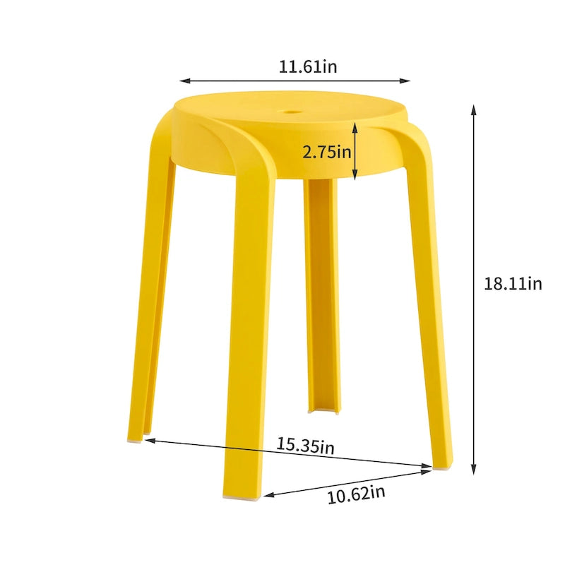 Lot de 6 tabourets empilables en plastique, tabourets gigognes, tabourets ronds pour la maison, le bureau et la salle de classe