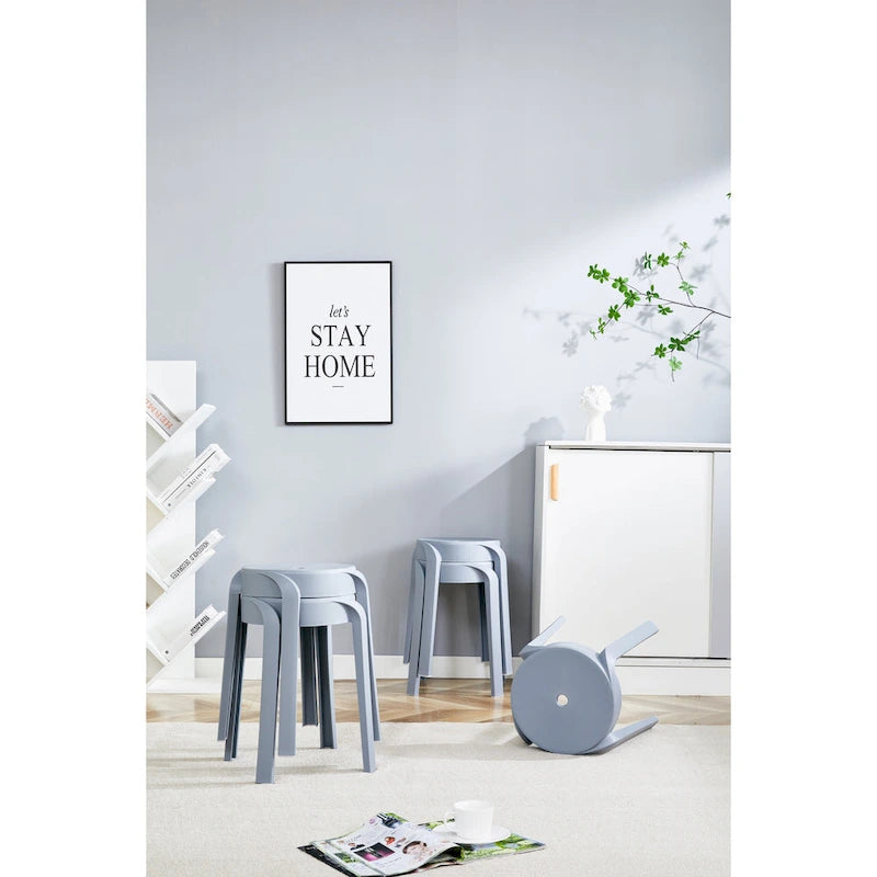 Lot de 6 tabourets empilables en plastique, tabourets gigognes, tabourets ronds pour la maison, le bureau et la salle de classe
