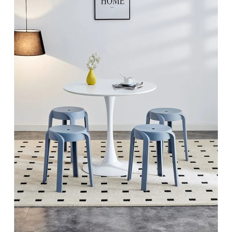 Lot de 6 tabourets empilables en plastique, tabourets gigognes, tabourets ronds pour la maison, le bureau et la salle de classe