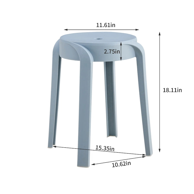 Lot de 6 tabourets empilables en plastique, tabourets gigognes, tabourets ronds pour la maison, le bureau et la salle de classe