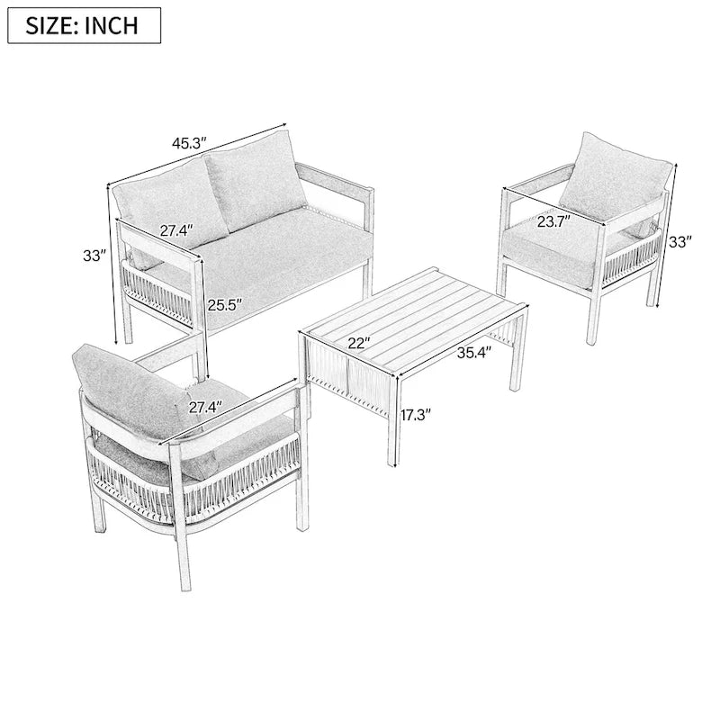 Ensemble de canapés de jardin en fer multi-personnes