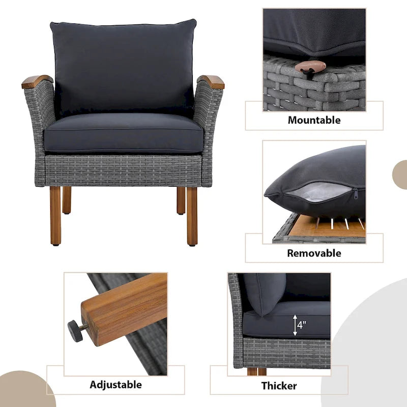 Ensemble de conversation d'extérieur 9 pièces
