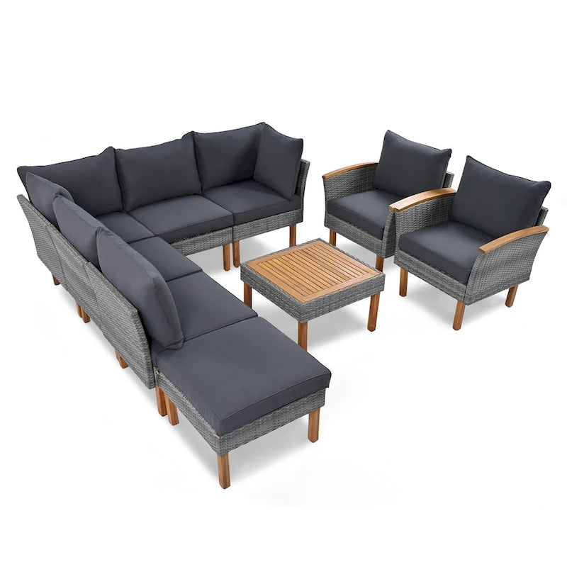 Ensemble de conversation d'extérieur 9 pièces