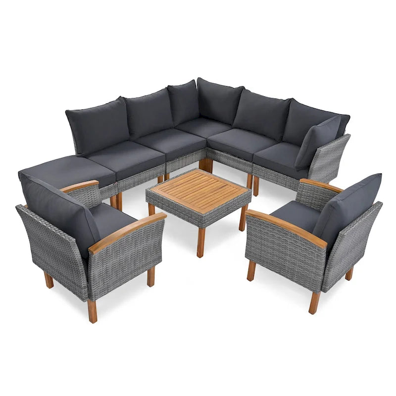 Ensemble de conversation d'extérieur 9 pièces