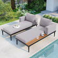 Chaise longue de jardin en métal, lit de repos extérieur 2 en 1 rembourré, chaise longue de jardin, chaise longue de piscine