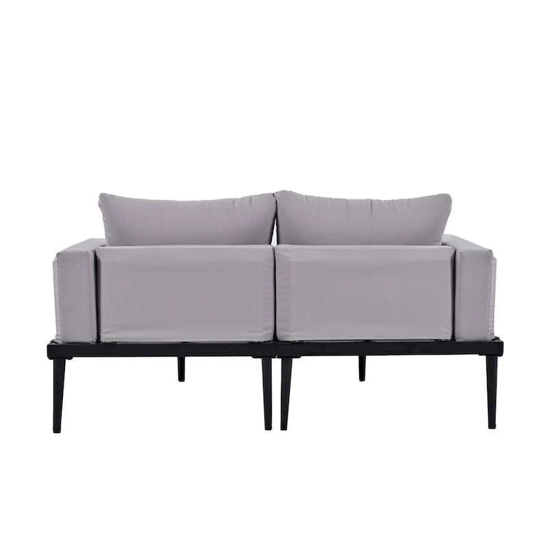 Chaise longue de jardin en métal, lit de repos extérieur 2 en 1 rembourré, chaise longue de jardin, chaise longue de piscine
