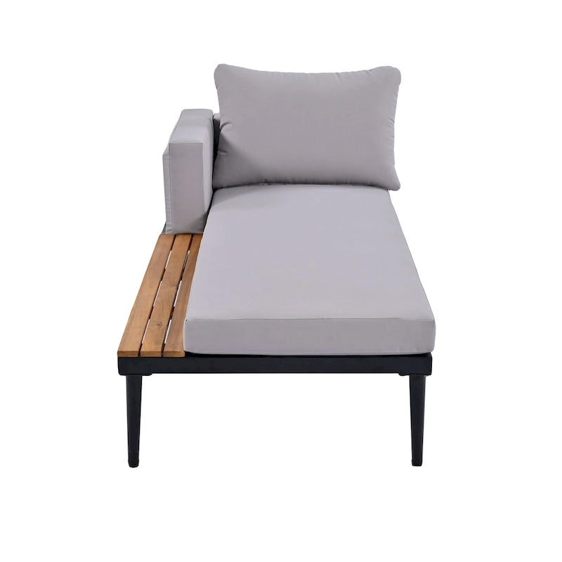 Chaise longue de jardin en métal, lit de repos extérieur 2 en 1 rembourré, chaise longue de jardin, chaise longue de piscine
