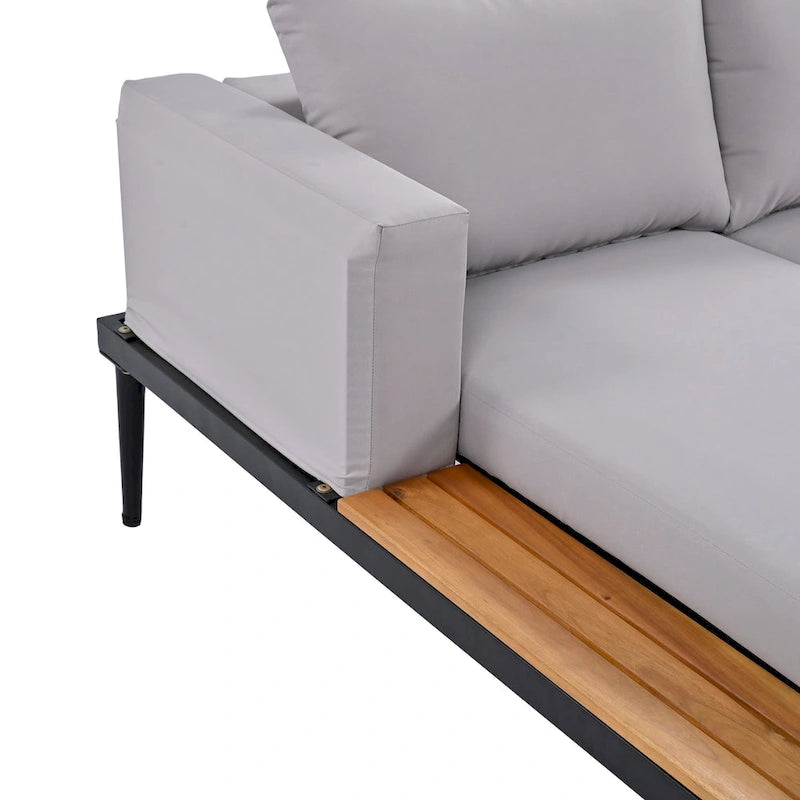 Chaise longue de jardin en métal, lit de repos extérieur 2 en 1 rembourré, chaise longue de jardin, chaise longue de piscine