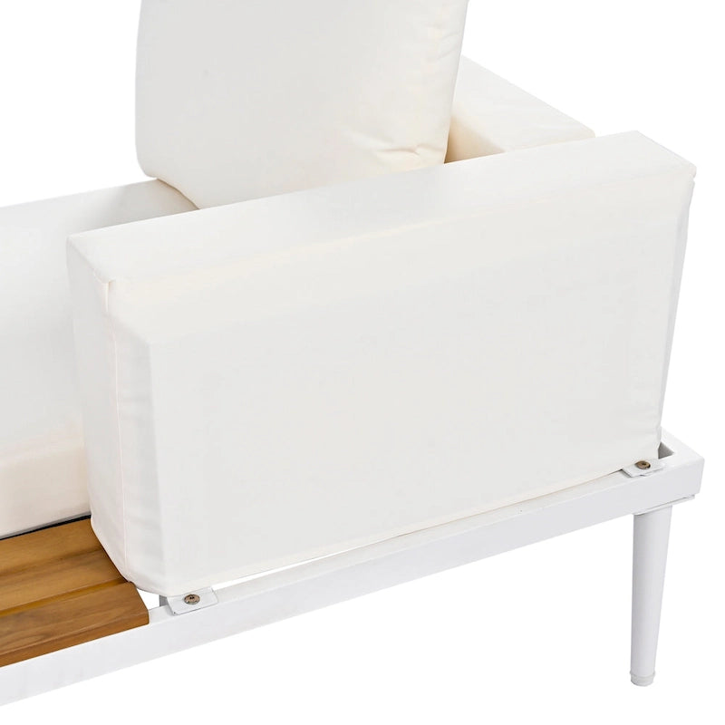 Chaise longue de jardin en métal, lit de repos extérieur 2 en 1 rembourré, chaise longue de jardin, chaise longue de piscine