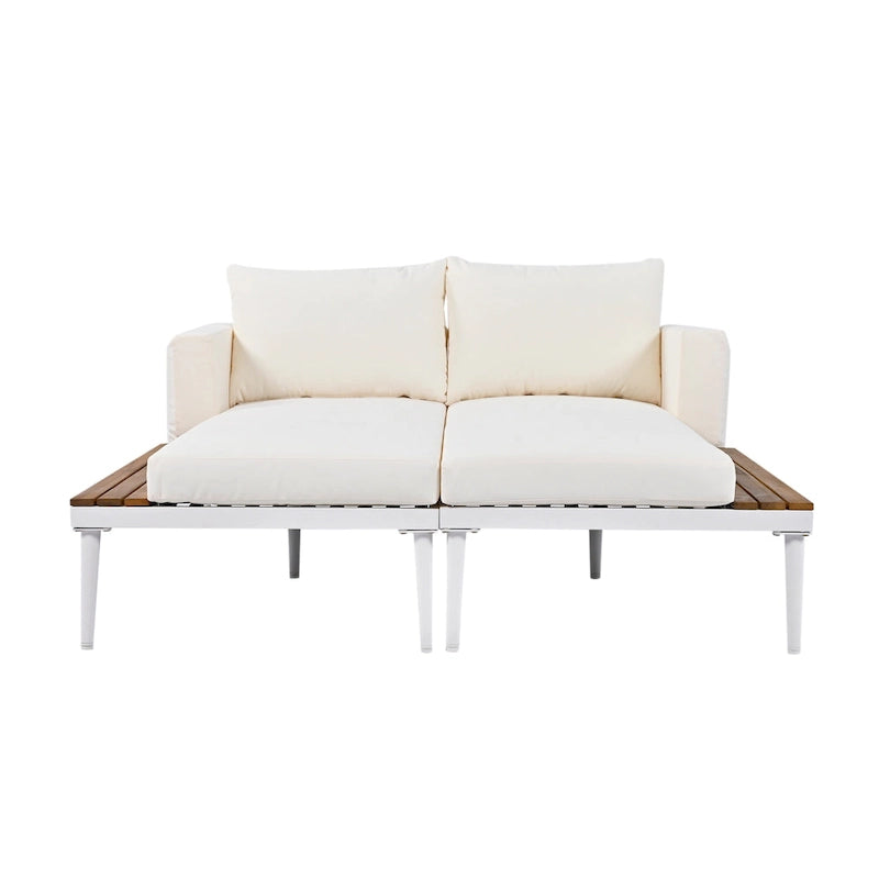 Chaise longue de jardin en métal, lit de repos extérieur 2 en 1 rembourré, chaise longue de jardin, chaise longue de piscine