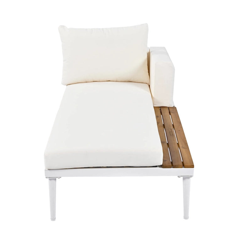 Chaise longue de jardin en métal, lit de repos extérieur 2 en 1 rembourré, chaise longue de jardin, chaise longue de piscine
