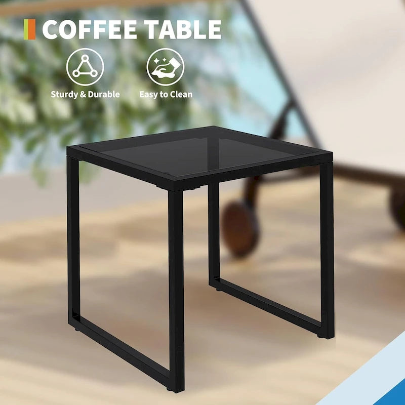 Lot de 3 Chaises Longues de Jardin avec Table d'appoint, Chaises Longues de Piscine à Dossier Réglable avec Roues