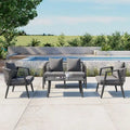 Chaises d'extérieur en métal avec table en fer pour terrasses (Lot de 4)
