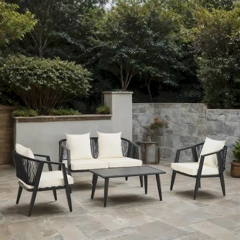 Outdoor Metal Chairs with Iron Table for Patios (Set of 4)