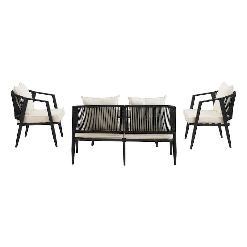 Chaises d'extérieur en métal avec table en fer pour terrasses (Lot de 4)