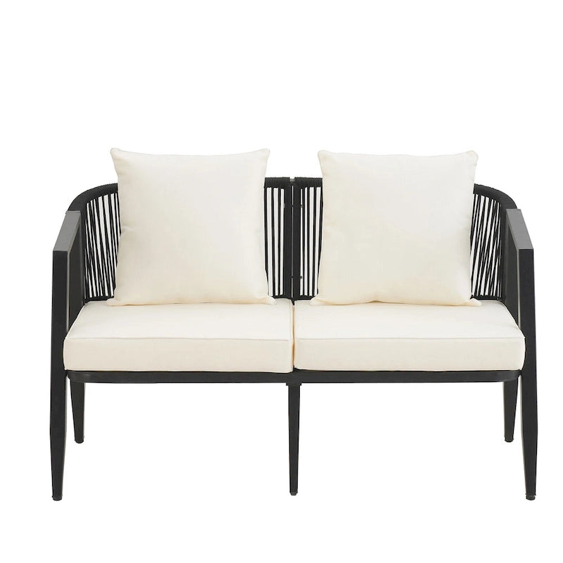 Chaises d'extérieur en métal avec table en fer pour terrasses (Lot de 4)