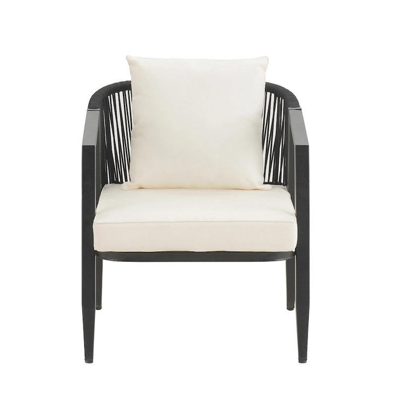 Chaises d'extérieur en métal avec table en fer pour terrasses (Lot de 4)