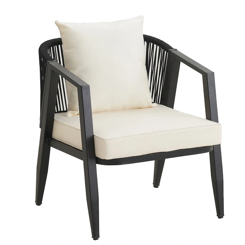 Chaises d'extérieur en métal avec table en fer pour terrasses (Lot de 4)