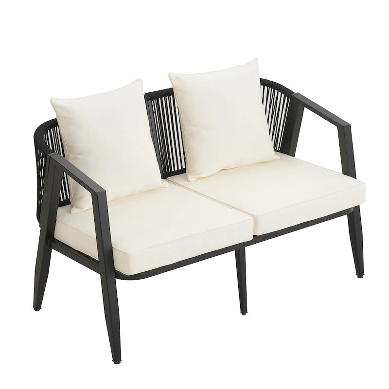 Chaises d'extérieur en métal avec table en fer pour terrasses (Lot de 4)